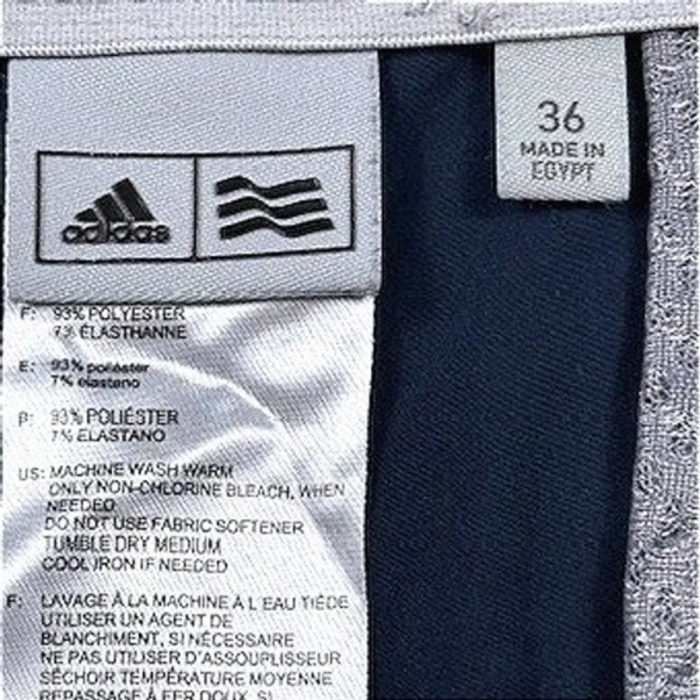 Adidas‎ Golf Pants Navy Blue Performance Stretch Flat Front Trousers Mens Sz 36